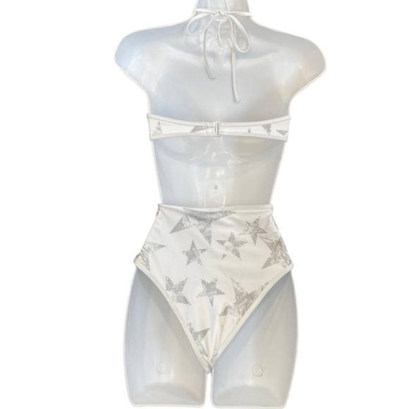 Aerie White Silver Stars Cut Out One Piece Swimsuit - Picture 4 of 7